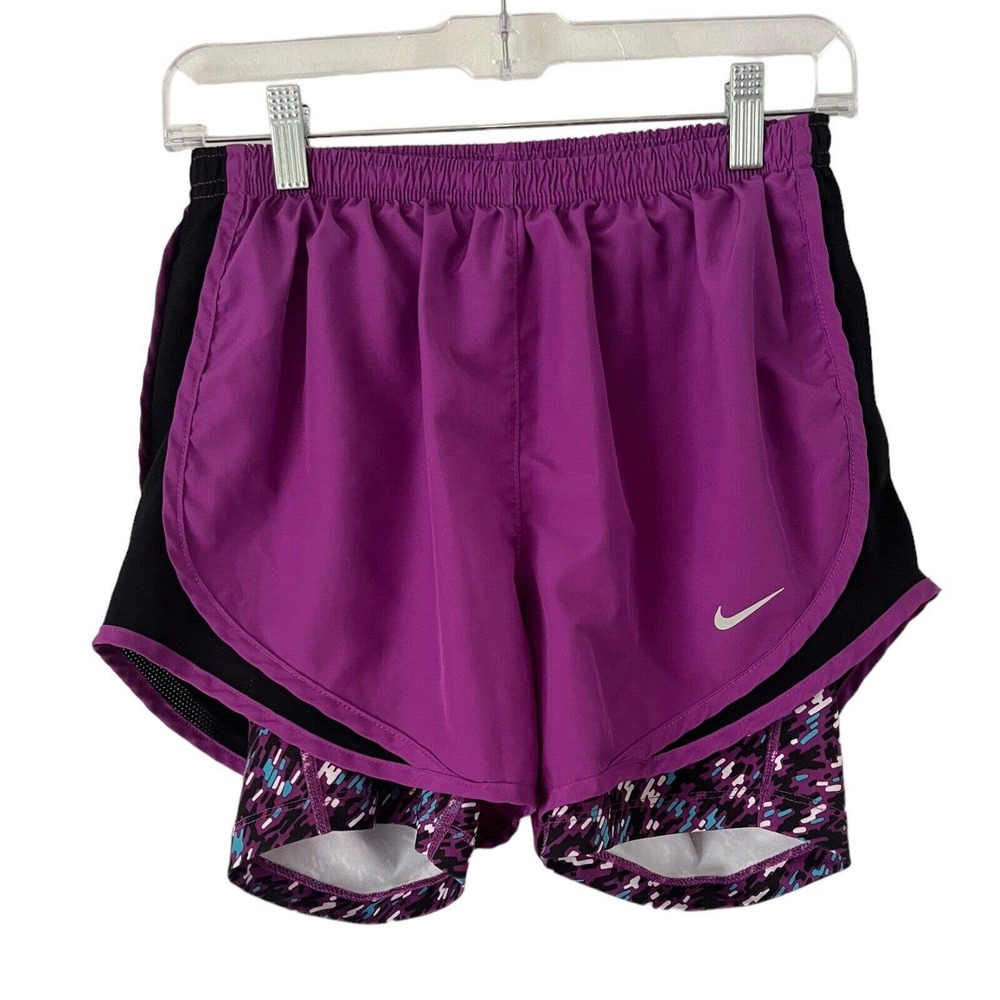 Nike Dri-Fit Purple 2 in 1 Athletic Cycling Shorts Women’s Size Small